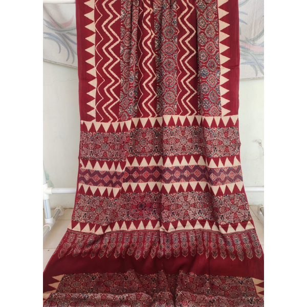 Ajrakh Block print Saree 